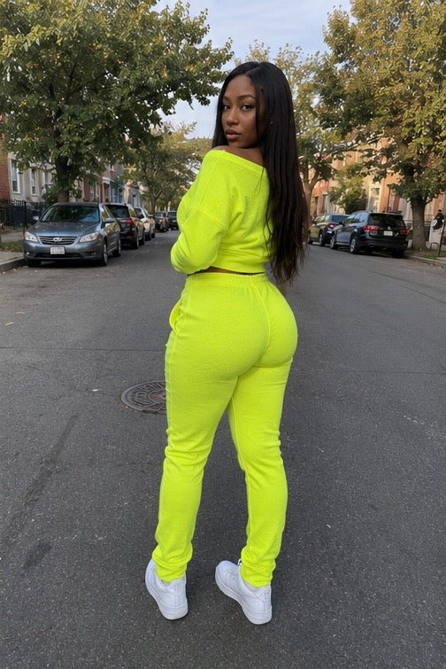 "Dess" Off The Shoulder Crop Top Jogging Suit