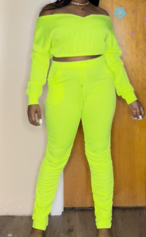 "Dess" Off The Shoulder Crop Top Jogging Suit
