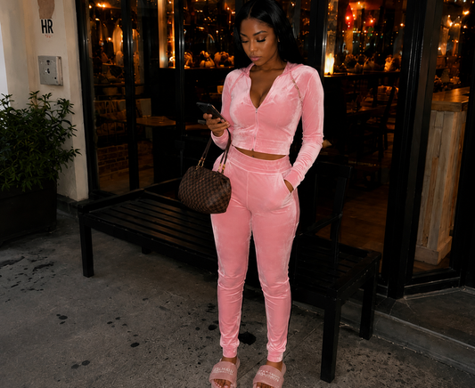 Velvet Crop Top Tracksuit