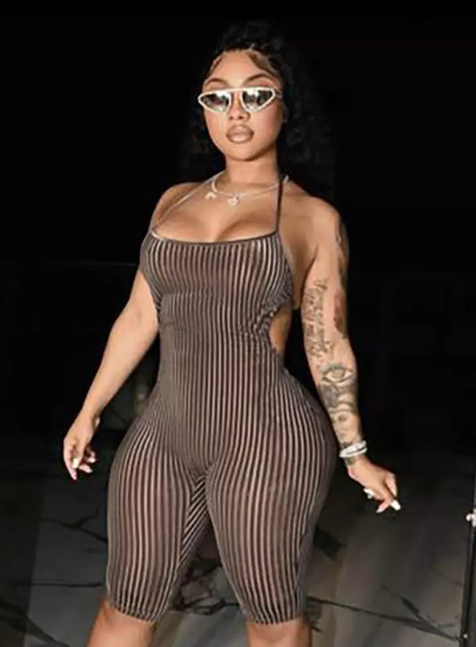 Suede Halter-Top Capri Romper