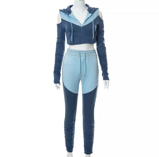 Cut Out Sleeve Track Suit