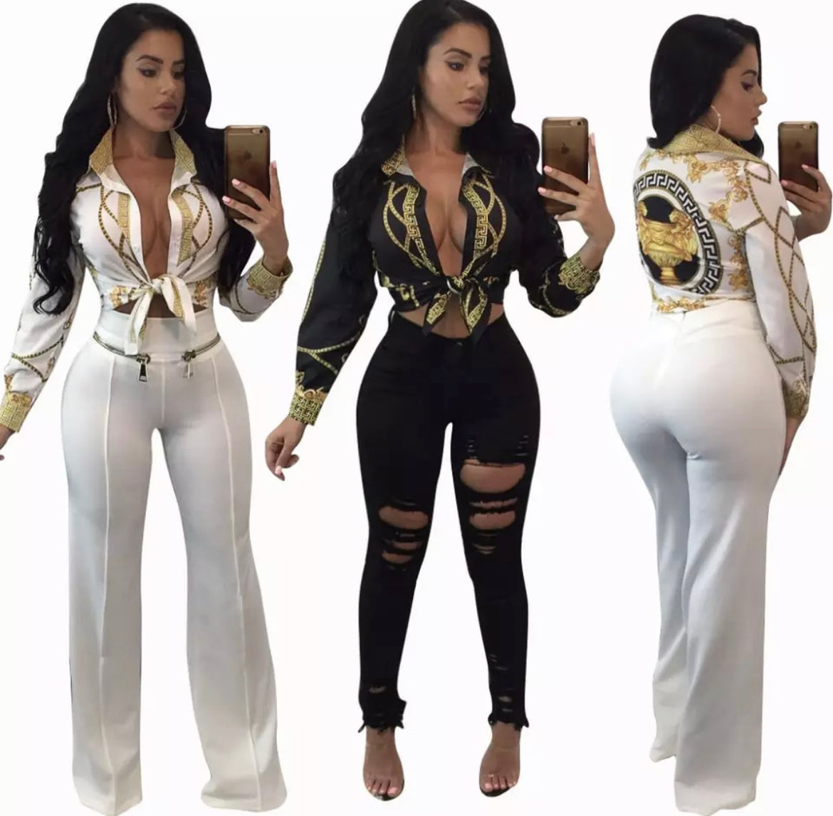 Chained Print Blouse