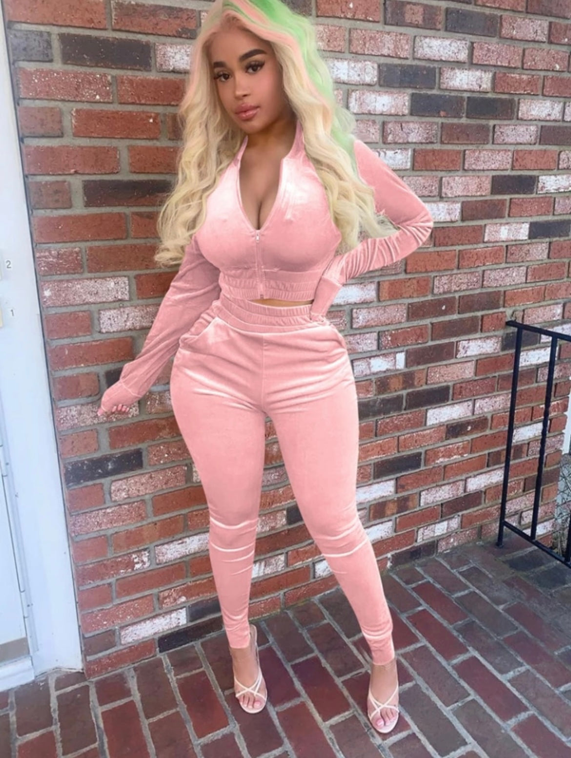 Velvet Crop Top Tracksuit