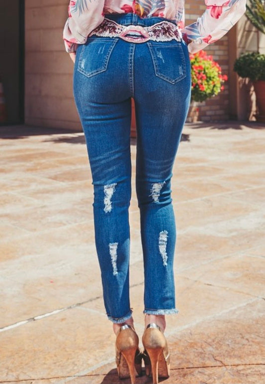 "Phatty" Distressed Blue Jeans