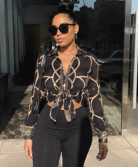 Chained Print Blouse