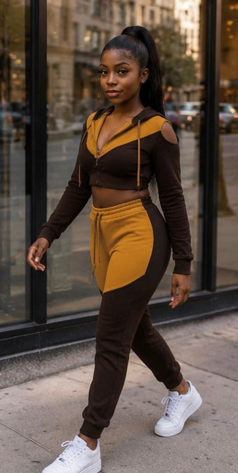 Cut Out Sleeve Track Suit