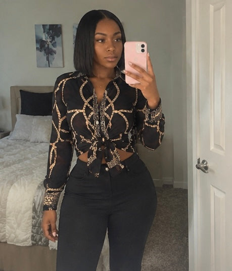 Chained Print Blouse