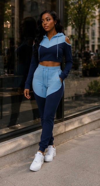 Cut Out Sleeve Track Suit