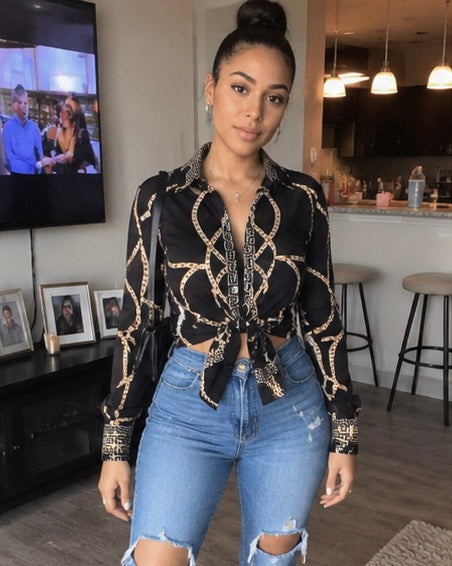 Chained Print Blouse