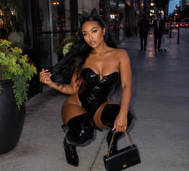 “Corset” Leather Bodysuit