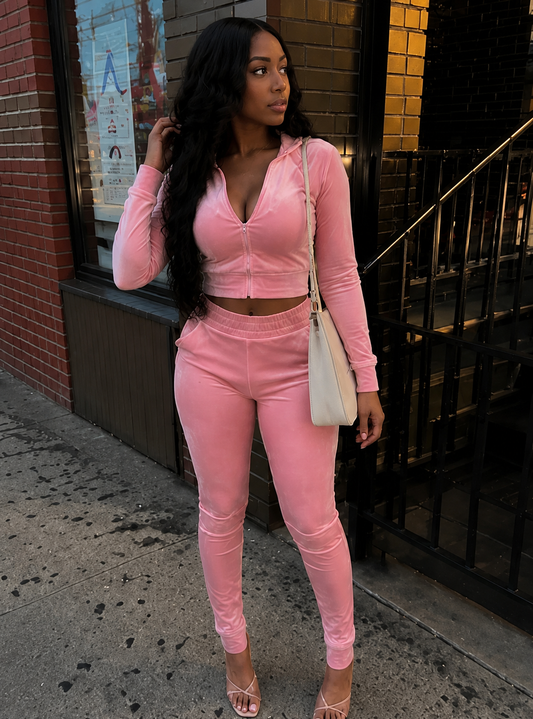 Velvet Crop Top Tracksuit