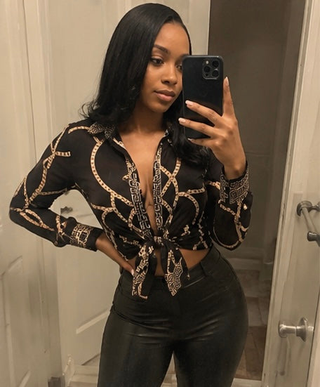 Chained Print Blouse