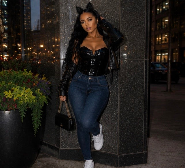 “Corset” Leather Bodysuit