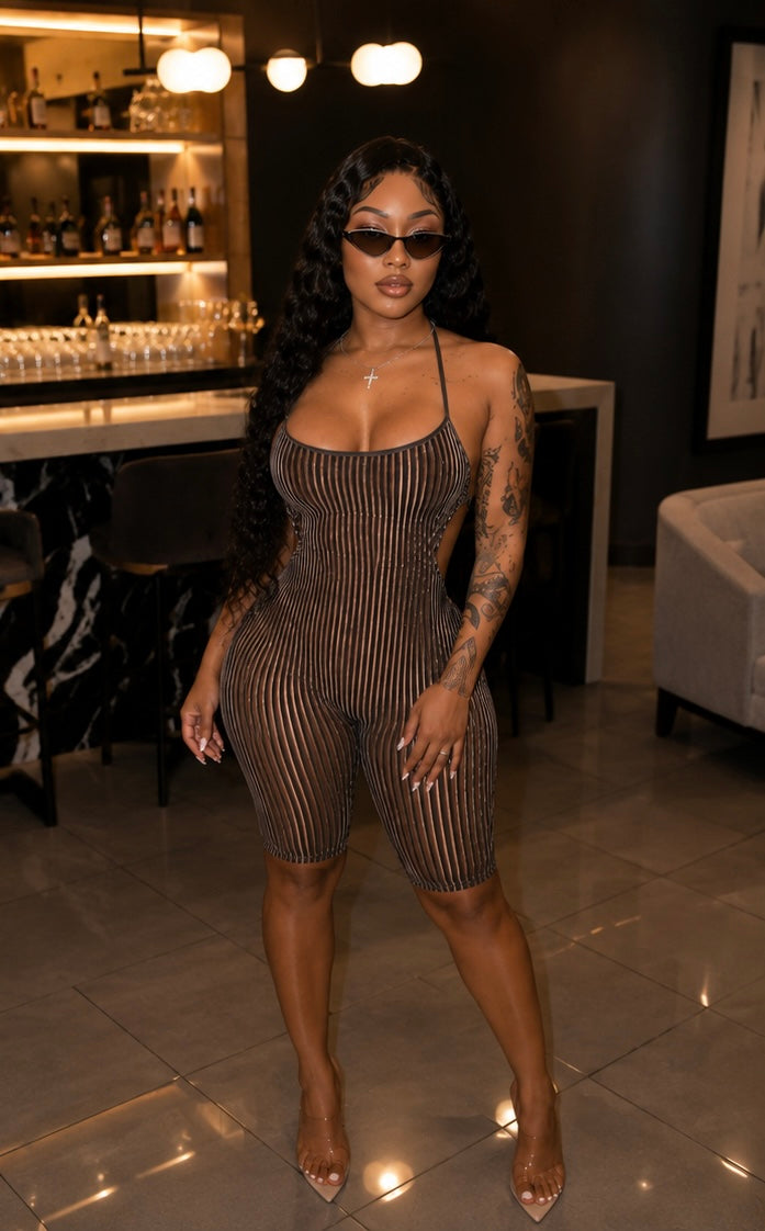 Suede Halter-Top Capri Romper