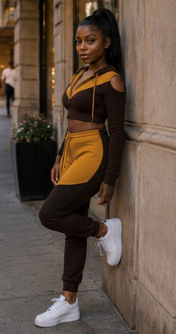 Cut Out Sleeve Track Suit