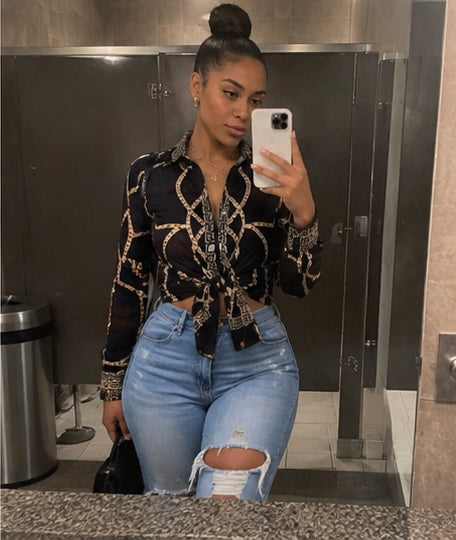 Chained Print Blouse