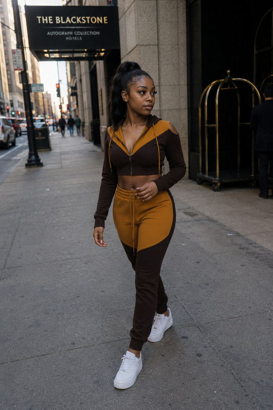 Cut Out Sleeve Track Suit
