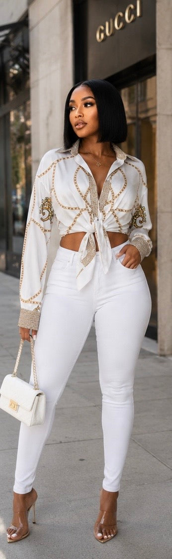 Chained Print Blouse